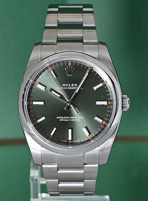 Rolex Oyster Perpetual 34 114200 Olive Green Dial 2018 Full Set 